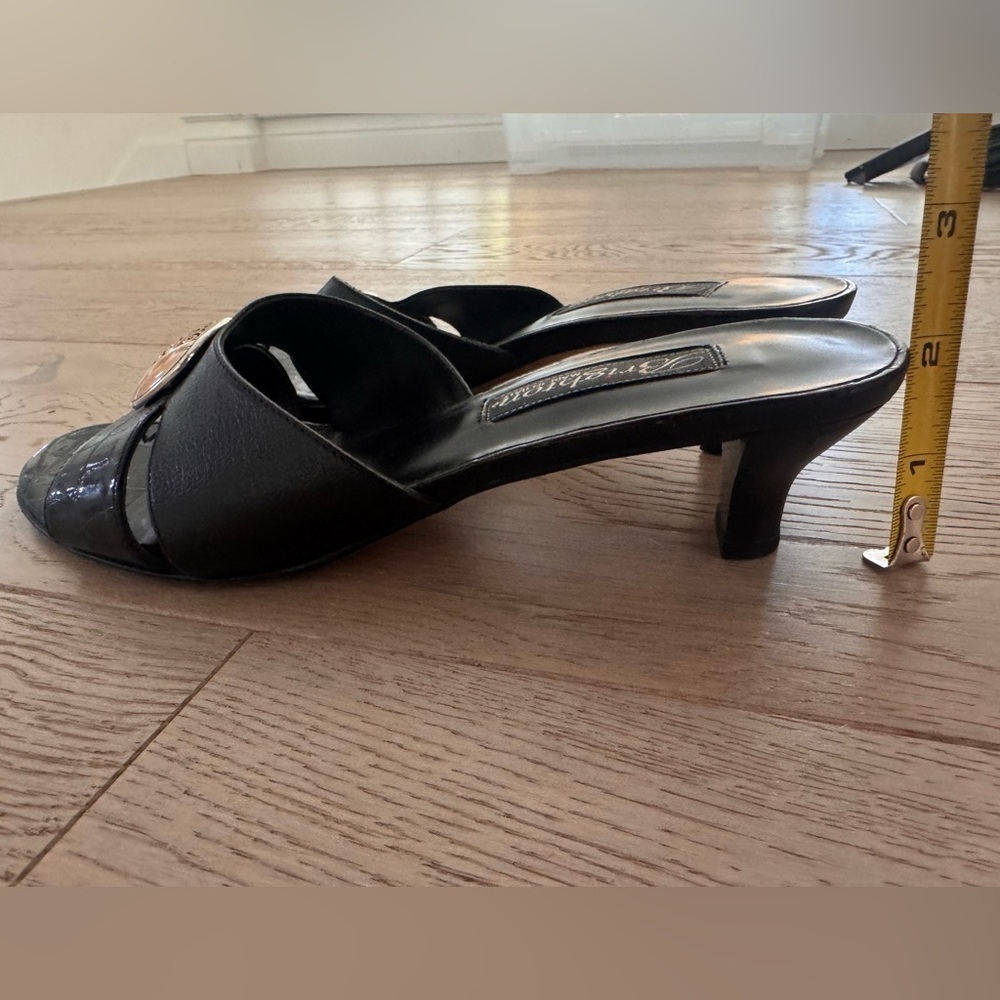 Brighton Kaye black leather sandals with patent croc-embossed strap size 7 - Picture 4 of 6